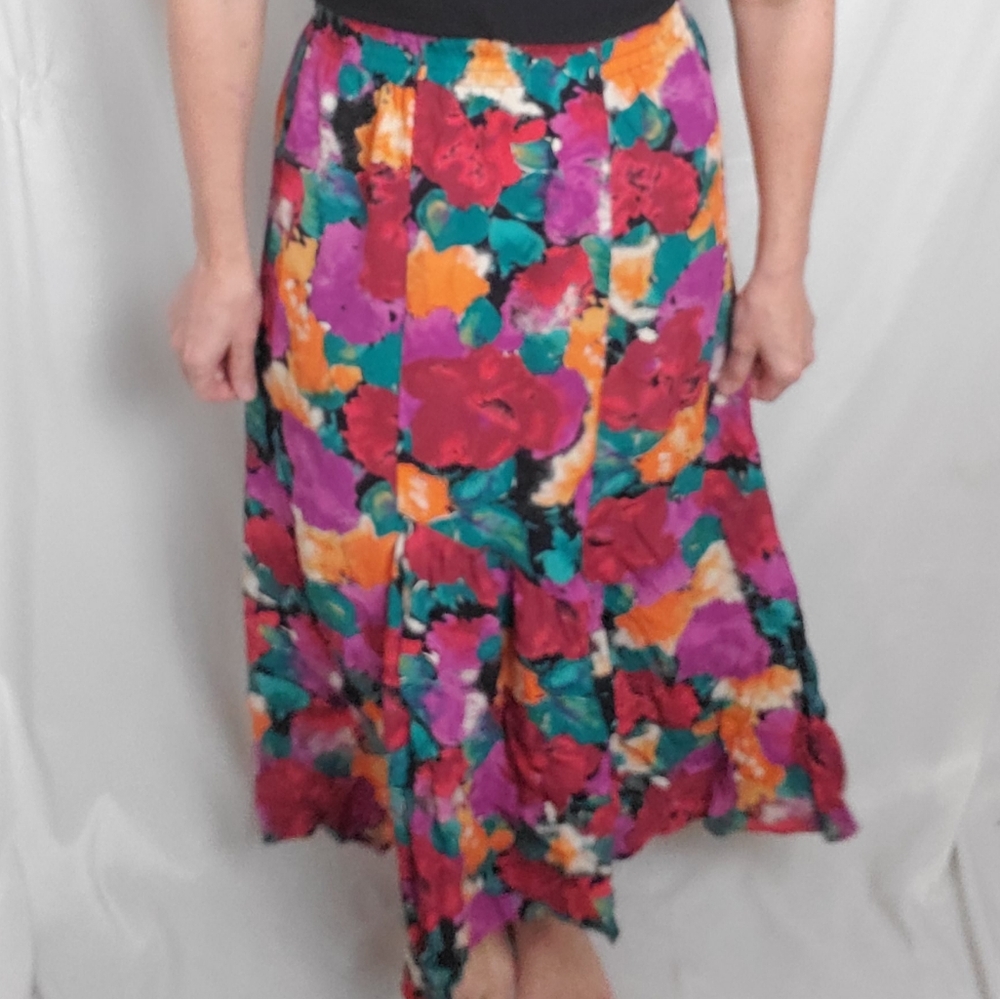 Vintage 1990s Carole Little floral skirt